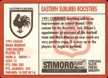 1991 Stimorol NRL #130 Crest - Roosters Back